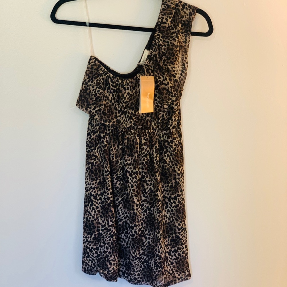 Leopard print one shoulder dress (NWT)